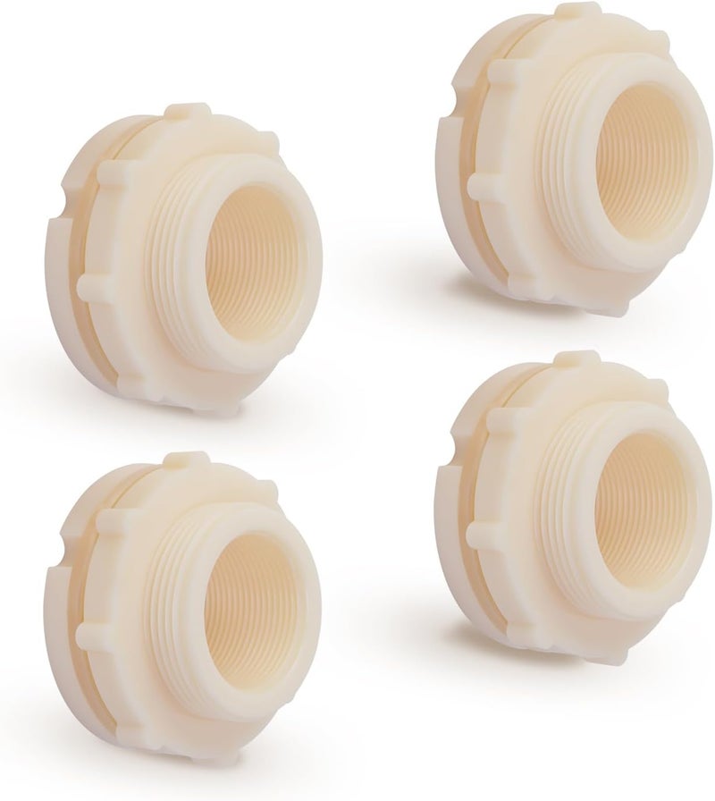ChillWaves ABS Bulkhead Fitting 1-1/4" Double Thread Connector Adapter for Water Tank, Aquariums, Rain barrels(4-PACK) - Image 1
